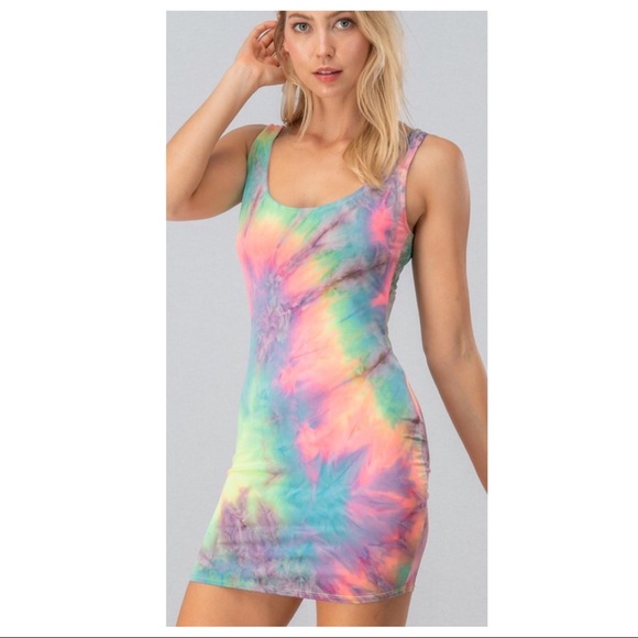 shopBossyJocey Dresses & Skirts - •LAST 1• Neon Tie Dye Sleevless Bodycon